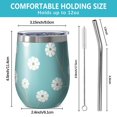 thumbnail image 5 of Floral 12oz Stainless Steel Insulated Wine Tumbler with Lid and Straw – Double Wall Vacuum Mug for Hot & Cold Drinks, 304 Steel Interior, Sweat-Free Design,Thanksgiving,Christmas, Spring,Flower, 5 of 5