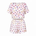 thumbnail image 5 of Bovxnpu Womens Pajamas Set 2 Piece Loungewear Set Short Sleeve Shorts Pajama Set Soft Comfortable Loungewear, 5 of 5