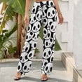 thumbnail image 6 of Wide Leg Pants Woman, Cute Panda Face High Waist Knot Palazzo Pants for Women, Elastic Sweatpants Yoga Lounge Pants Trousers with Pockets Fall Pants for Women 2024, 6 of 6