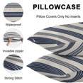 thumbnail image 5 of Throw Pillow Covers 16x16 Inch Set of 2, Navy Blue Striped Waterproof Outdoor Pillow Covers, Modern Geometric Horizontal Stripes Beige Decorative Cushion Pillowcases for Patio Garden Couch Bed, 5 of 9