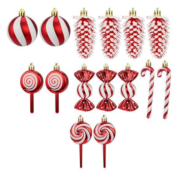 15 Piezas de Adornos Navideños con Temática de Dulces, Juego de Adornos Navideños de Dulces, Decoraciones para Árboles de Navidad Festivos para el Hogar, B