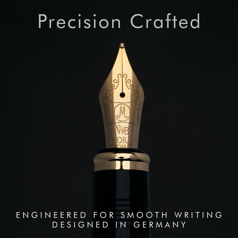 Wordsworth & Black Majesti Fountain Pen, Medium Nib Ink Pen, Black
