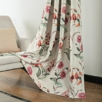 VOGOL Elegant Modern Red Blossoms Thermal Insulated Blackout Curtain for Office Studio, Room Darkening Curtains for Sliding Door, 2 Panels Set, W52xL84 inch, Red