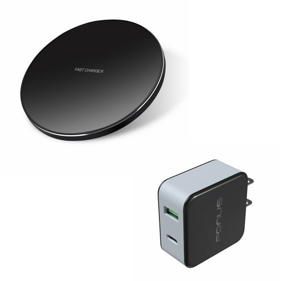 Ultra Slim Wireless Charger 7.5W and 10W Fast Charging Pad w 36W 2-Port USB Home Wall Charger Quick Type-C Port Z2L for LG G7 ThinQ - Motorola Droid Turbo, Google Nexus 6, 2 Mini MAXX
