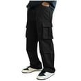 thumbnail image 3 of ZQUUVOU Men Casual Cargo Pants Solid Color Elastic Waist Drawstring Tie Full Length Pants Black, 3 of 7