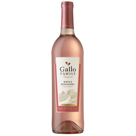 Gallo Family Vineyards White Zinfandel Wine 750ml Glass Bottle, 9% ABV, Shelf-Stable