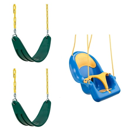 Swing N Slide 2 Green Extreme Duty Swing Seats With Chains And Comfy Coaster Toddler Swing