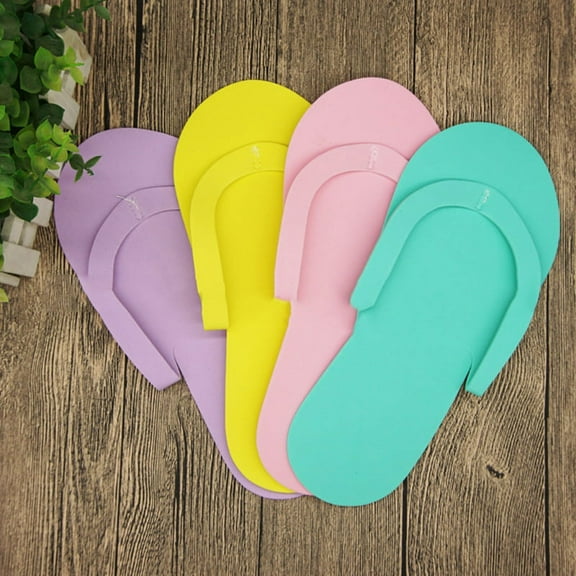 AOOOWER 12Pair Indoor Disposable Slippers Pedicure Salon Hotel Usage Foam Flip Flops New
