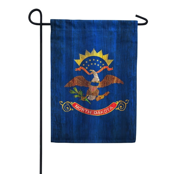 America Forever North Dakota State Flag 12.5 x 18 Inch Double Sided Outdoor Yard Decorative USA Vintage Wood State of North Dakota Garden Flag, Made in the USA