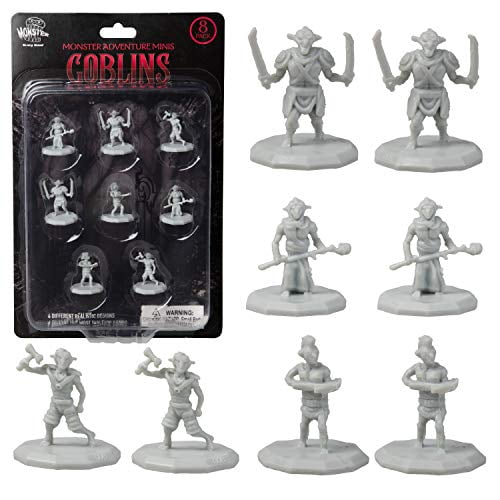 DND Miniatures- Goblin Mini Figures- 1" Hex-Sized for D&D Dungeons and Dragons, Pathfinder, and All RPG Tabletop Games (8pk)