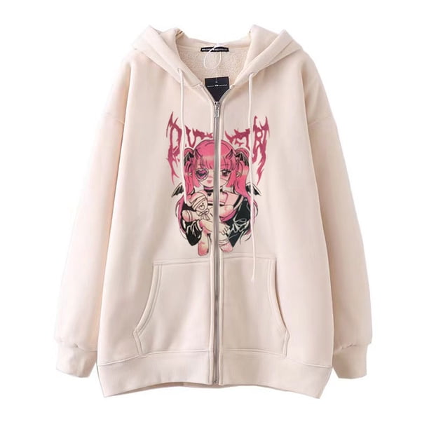 Sudadera Con Capucha Y Cremallera Unisex - Estampado Gótico, Estilo Streetwear, Poliéster