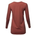 thumbnail image 3 of A2Y Women's Basic Solid Soft Cotton Long Sleeve Crew Neck Top Shirts Dark Rust XL, 3 of 3