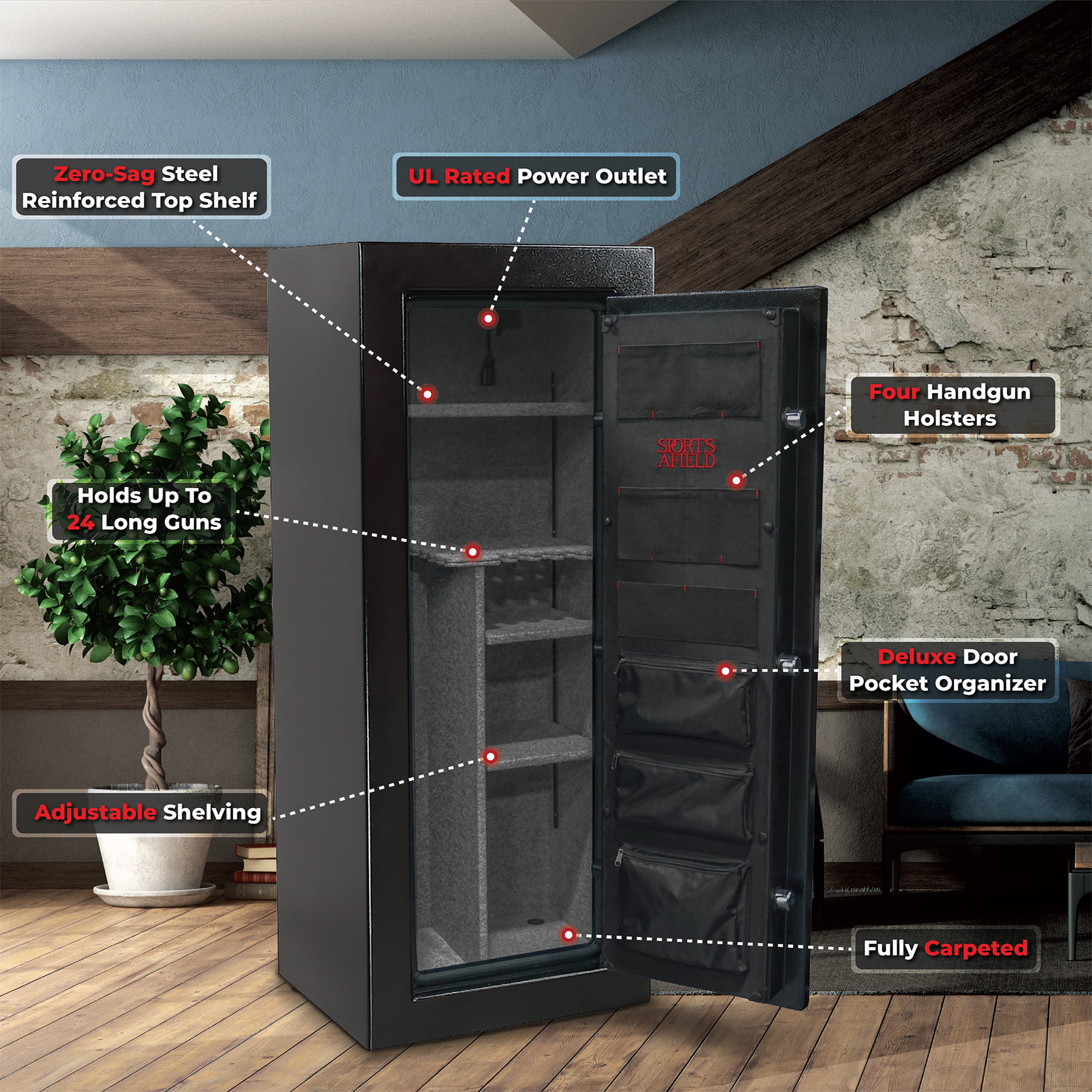 Sports Afield Preserve Series Gun Safe E-Lock Black SA5924P