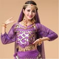 thumbnail image 6 of Wdgfv Girls Belly Dance Top Sequins Long Sleeve Carnival Performance Outfit for Kids Dance Purple 3-12 Years, 6 of 6