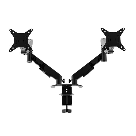 Mounting Binge Dual Monitor Mount 13–32", Full Motion Spring Assisted Articulating Arm, VESA 75x75/100x100, Tilt & Swivel, Desk Clamp