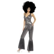 Disco Diva Costume Adult Silver 70s Small Female Fancy Dress Party Book Week Halloween