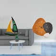 thumbnail image 2 of Figura de velero,Escultura de velero de hierro para decoración de oficina y hogar,Estatua de barco de escritorio para decoración de entrada de gabinete,Reloj de pared,Reloj de pared moderno, 2 of 8