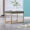 thumbnail image 1 of Velvet Ottoman Footstool, Square Upholstered Shoe Changing Stool with Metal Legs, Footrest, Makup Stool, Vanity Seat, Piano Bench for Clothes Shop,Living Room, Porch, Fitting Room Bedroom, Dark Grey, 1 of 7
