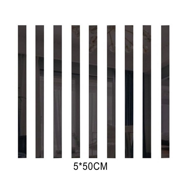 MYG 10Pcs Long Strip Acrylic Mirror Mosaic Wall Sticker Living Room Bedroom Decor