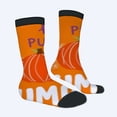 thumbnail image 2 of Four Seasons Universal Socks - 2 Pairs of Trendy Unisex Socks with Vibrant Pumpkin & Leaf Patterns ' Hello ' & ' Pumpkin ' Design, 2 of 5