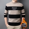 thumbnail image 4 of Suéter de hombre con forro polar de piel de hurón, cuello redondo grueso, parte superior suelta, suéter cálido de invierno para hombre, 4 of 5