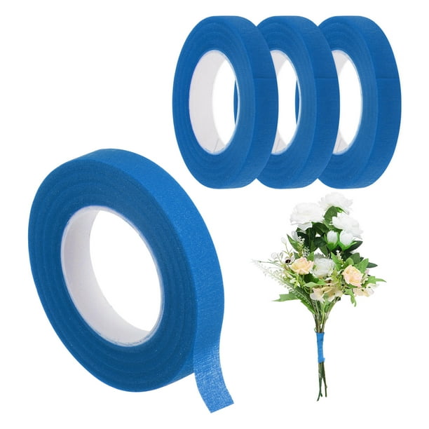 Uxcell 4-Rollos Cintas Florales 1/2 Pulgada 30 Yardas Cinta Floral Azul para Manualidades Florales para Ramos de Flores Frescas Boda