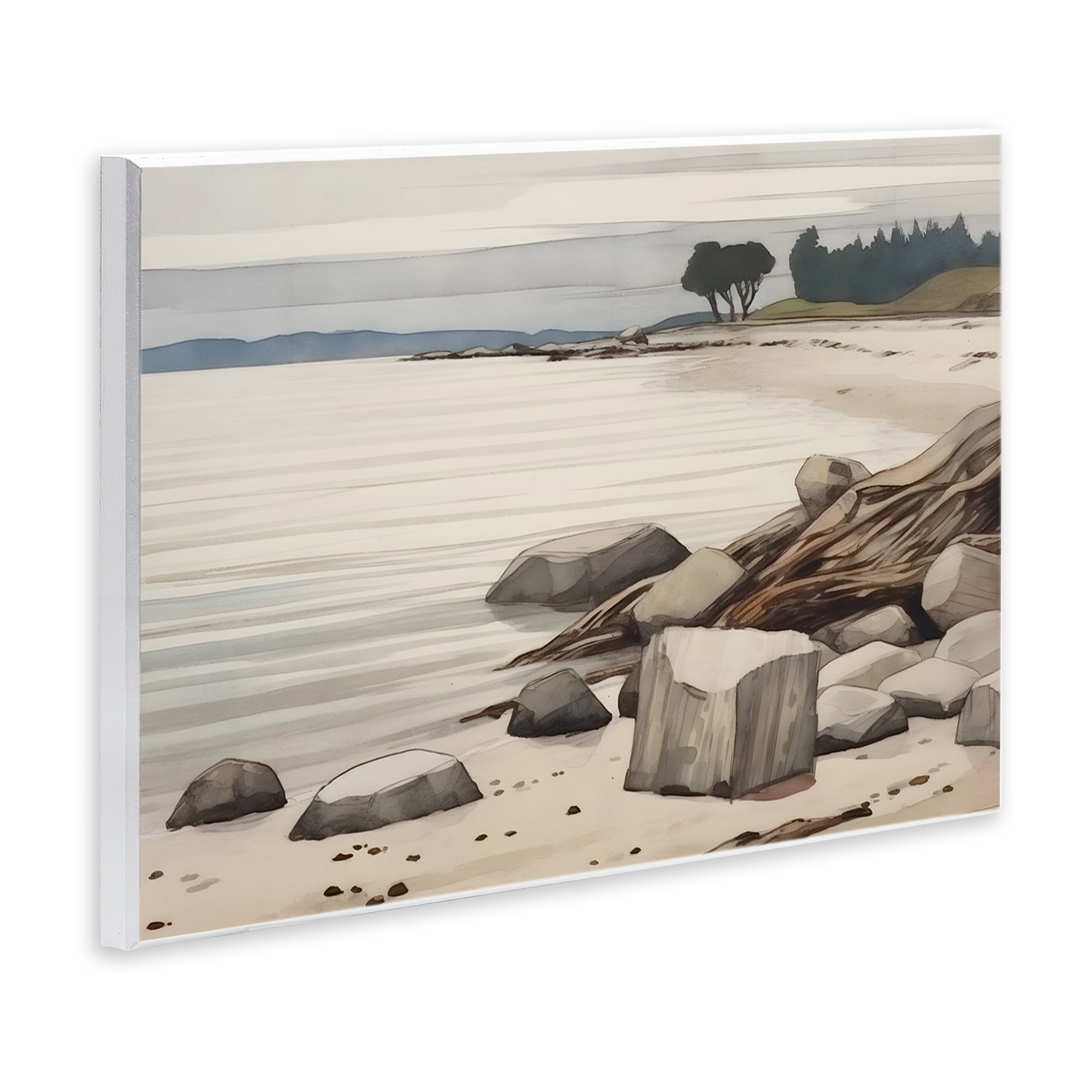 Stupell Industries Beach Rock View Landscape & Nature Painting Unframed Art Print Wall Art, 15 x 10