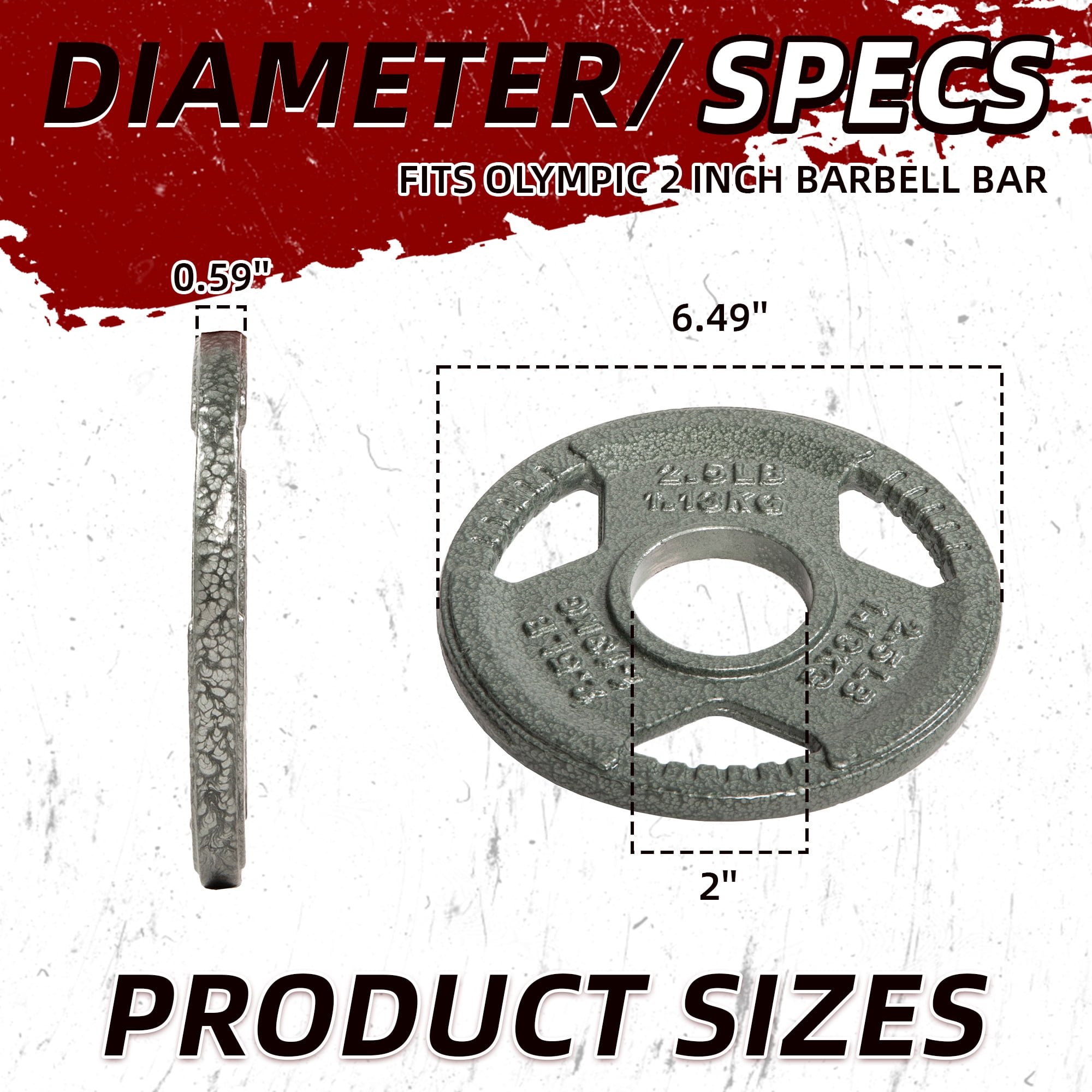 Signature Fitness Cast Iron Weight Plates for Strength Training, Fits 2-Inch Barbell, Multiple Size Options