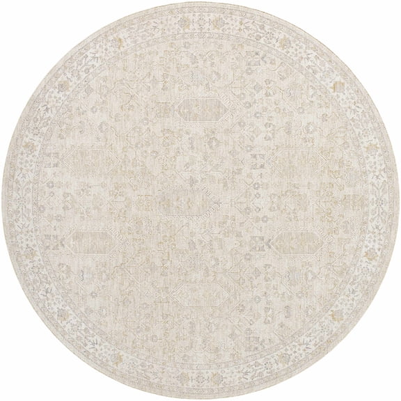 BoutiqueRugs Rafee Traditional Area Rug - Ivory, Tan, Cream - 6'11" Round