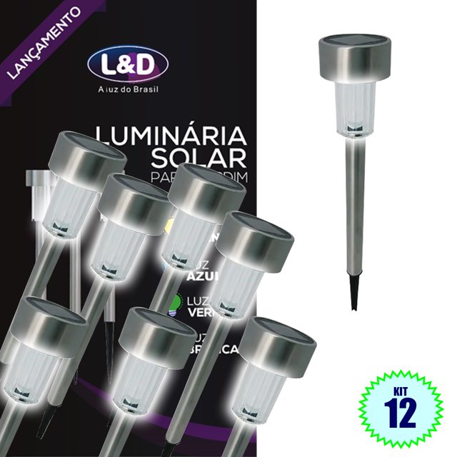 Kit 12 Luces LED Solares para Decoración Jardín Super Slim Inox Deng Xun unisex