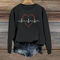 thumbnail image 4 of Heart Beat Print Women's Pullover Hoodie Sweatshirt Casual Lightweight Long Sleeve Top For Everyday Wear Crop Sweatshirts Women Distress Tops Women Medium Weight Hoodie Extra Long Sweatshirts Women, 4 of 4