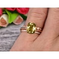 thumbnail image 2 of Trio Set Art Deco 2.30 Carat 7mm Cushion Cut Champagne Diamond Moissanite Engagement Ring Wedding Set On 10k Rose Gold Shining Startling Ring Anniversary Gift, 2 of 6