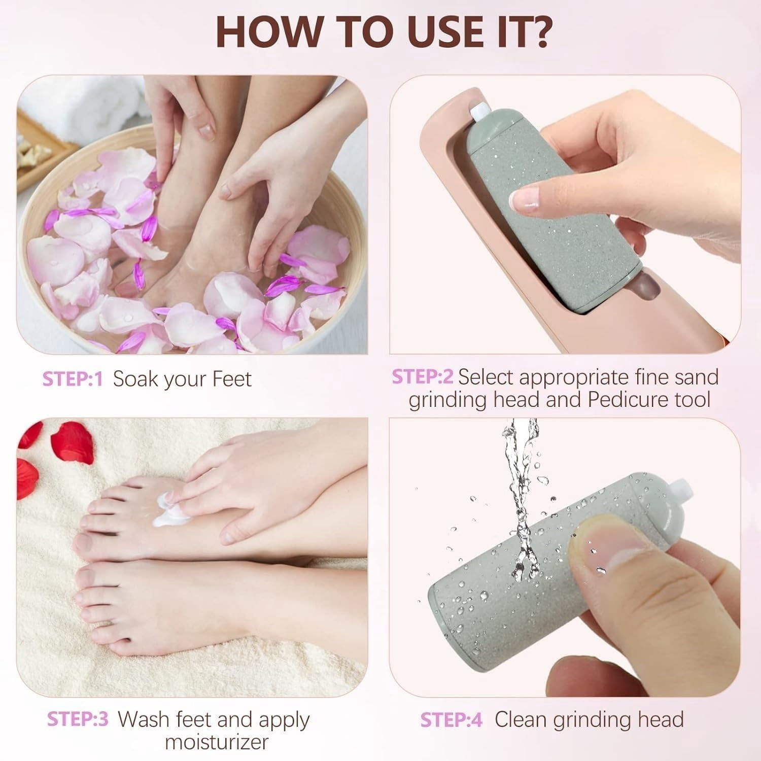 Nuve Silk 3 Pro Callus Remover,Callus Remover for Feet (Pink)