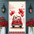 thumbnail image 5 of Teddy Bear Design Valentine's Day Banner Red Truck Romantic Backdrop Rose Flowers Heart Balloons Love Display for Valentine's Day Party Romantic Date Anniversary Celebration, 5 of 9