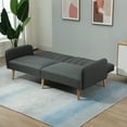 thumbnail image 6 of HOMCOM Two Seater Sofa Bed, Convertible Futon Couch Bed, Linen Upholstered Loveseat with Adjustable Backrest for Small Spaces, Living Room, Apartment, and Dorm, Dark Gray, 6 of 9