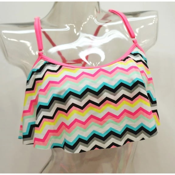 SO Chevron Print Flounce Bikini Top Swimwear Juniors' Women's Small