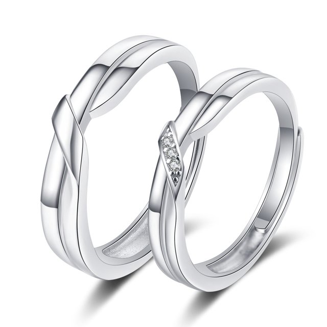 Juego de anillos de pareja a juego con corazón de amor para hombres y mujeres, moda Punk, 2 piezas, amante, circonio de boda, anillos, novia, regalo de citas, joyería