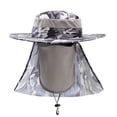 thumbnail image 2 of Fabrcox Camo Mens Outdoor Wide Brim Fishing Hats UPF 50+ Lightweight Unisex Sun Protection Cap with Face Neck Flap for Hiking Garden Camping Gray, 2 of 3