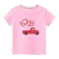thumbnail image 2 of Lilgiuy Valentine's Day Shirts Toddler Boys Girls Valentine Love Letter Print Truck Graphic T-Shirt Casual Short Sleeve Crewneck Tee Tops Outwear (Pink), 2 of 5