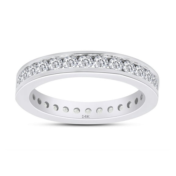 1 Carat Round Cut Lab Created Moissanite Diamond Full Eternity Stackable Wedding Band Ring In 14K Solid White Gold(G-H Color,VVS1 Clarity,1 Cttw)-4