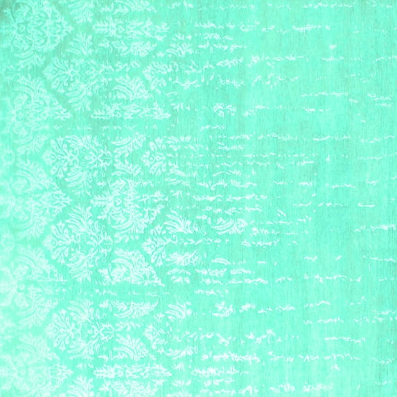 Ahgly Company Machine Washable Indoor Square Solid Turquoise Blue Modern Area Rugs, 6' Square