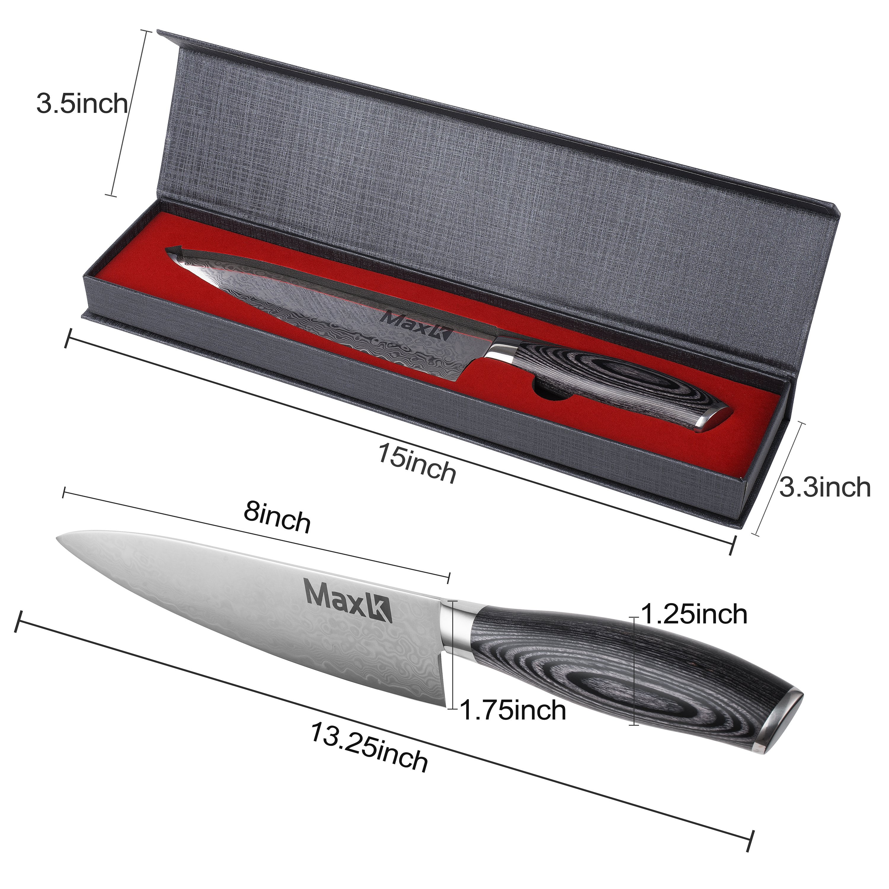Max K 8-Inch Damascus Steel Chef’s Knife, Pakka Handle
