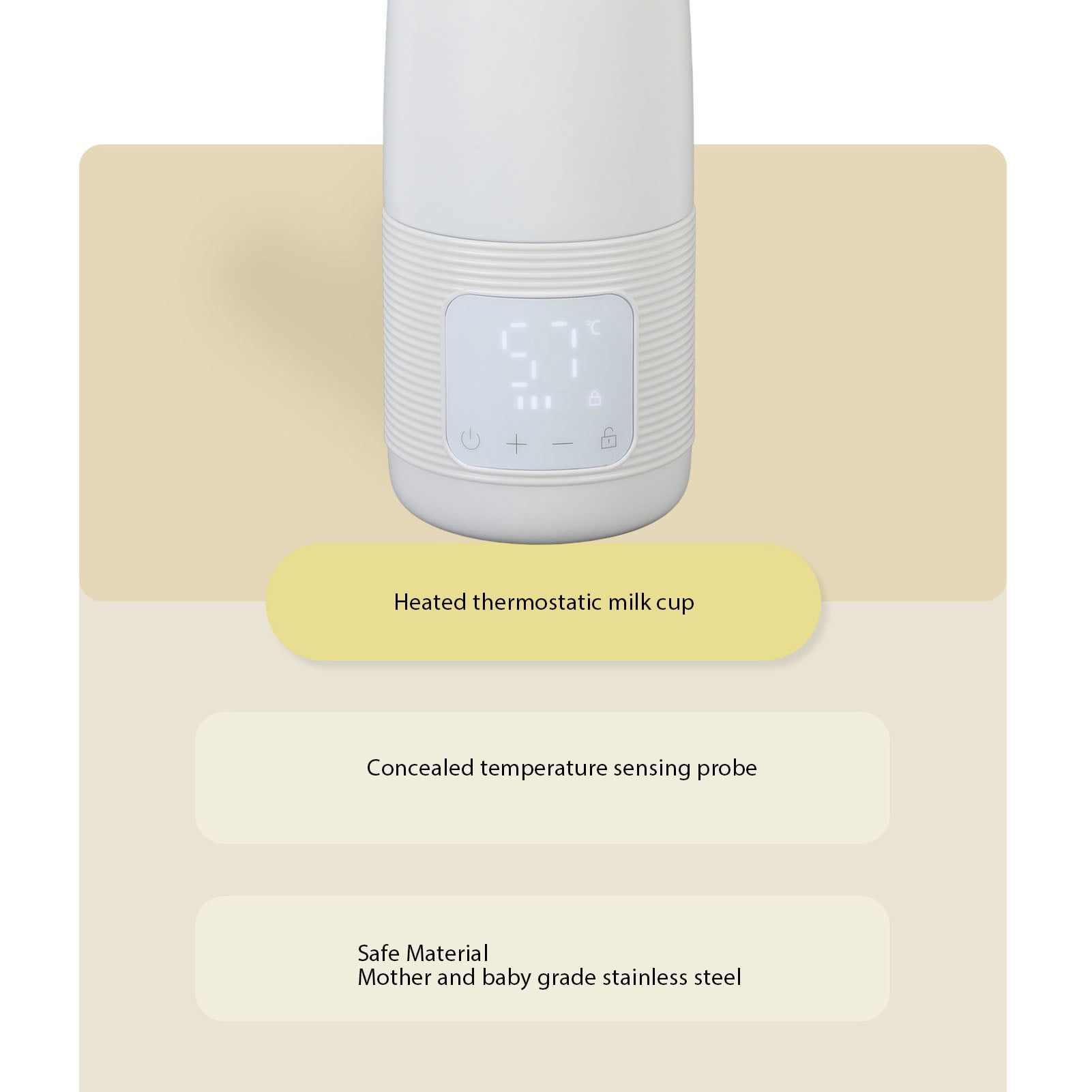 Yajisi Portable Cordless Baby Bottle Warmer USB Rechargeable Travel Water Warmer for Breastmilk and Formula Feeding, 500mL / 16.9 fl oz Capacity with 5000mAh Battery, Perfect for On-the-Go, White