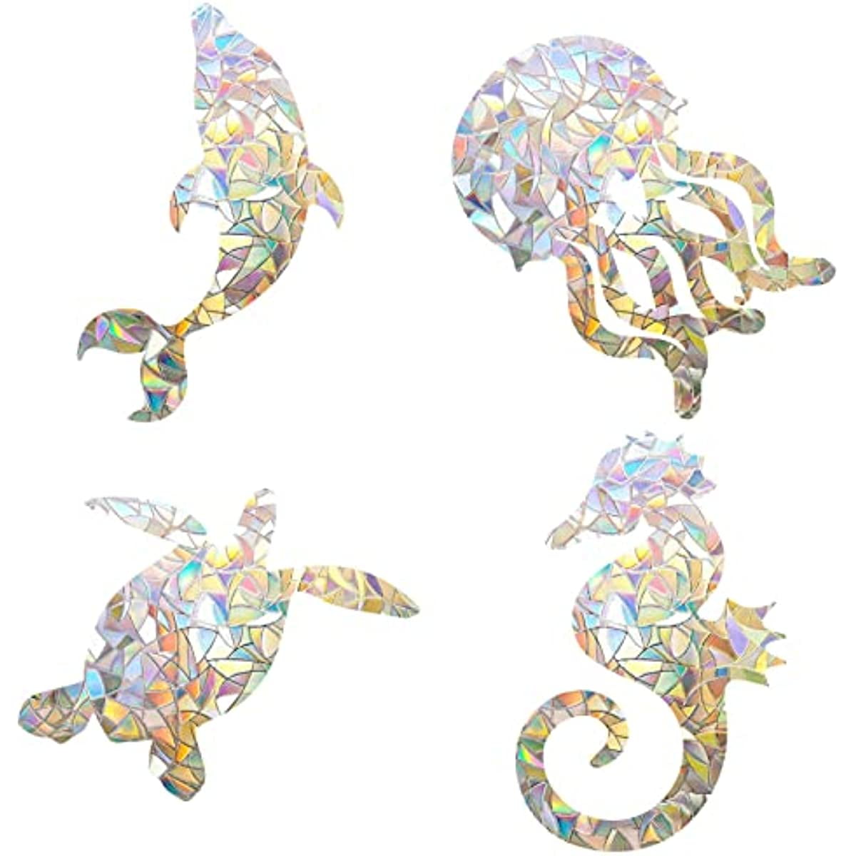 16PCS Sea Animal Window Decals Static Turtles Static Rainbow Glass