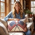 thumbnail image 6 of American Flag Crossed Throw Pillow, Patriotic 4th of July Embroidered Cushion for Home, Car & Office Decor, 6 of 8