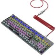 thumbnail image 4 of HXSJ USB to Type-C Keyboard Coiled Cable Detachable Mechanical Keyboard Coiled Cable with Metal Aviation Connector Nylon Red, 4 of 9