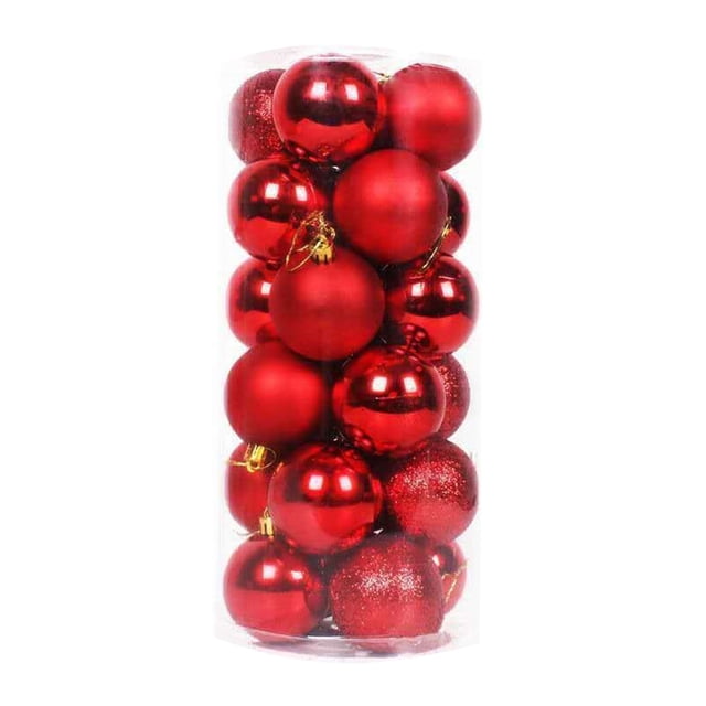 24-Pack Shatterproof Christmas Ornaments – 1.18 Inch Plastic Tree Decorations (11 Colors, Safe for Kids)