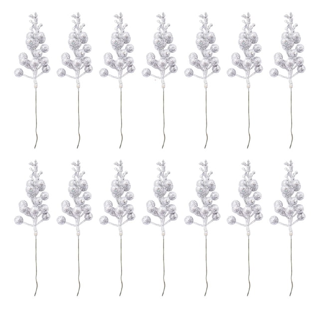 Toystoory 14 piezas de decoración de flores de árbol de Navidad, adorno de boda DIY, accesorios de diseño multiusos, accesorio de compromiso para el Kits de decoración para fiestas Plata Toystoory HA068358-06