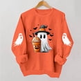 thumbnail image 4 of TKLPEHG Womens Halloween Sweatshirt 2026 Funny Cute Witch Hat Ghost Coffee Cup Graphic Long Sleeve Pullover Crewneck Comfy Holiday Tops Fall Clothes (Orange,M), 4 of 6