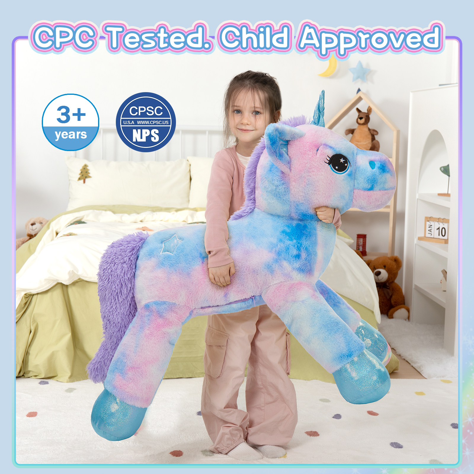 MorisMos Giant Unicorn Stuffed Animal 43'' Soft Unicorn Plush Toy